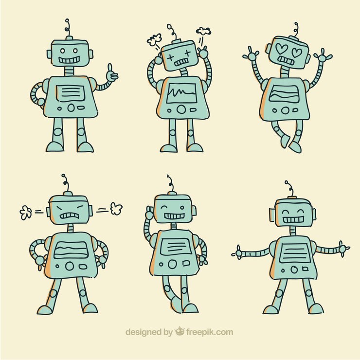 Free Vector hand drawn robots collection