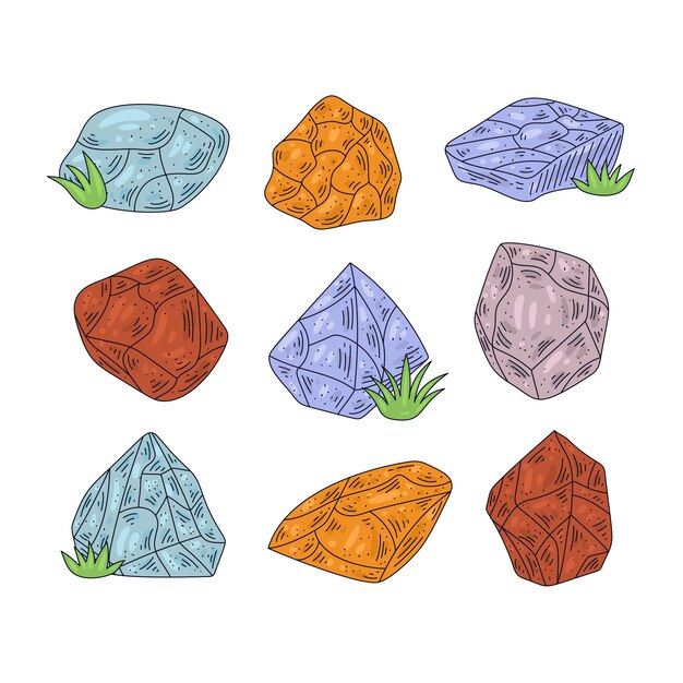 Hand drawn rock cartoon illustration