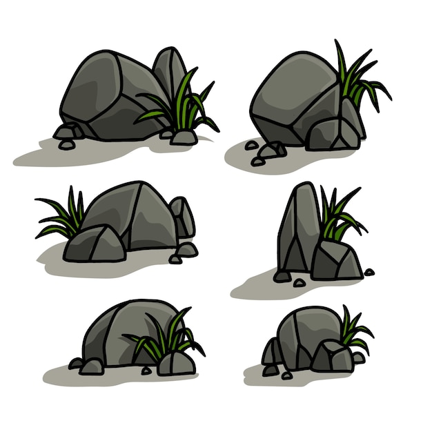 Hand drawn rock cartoon illustration