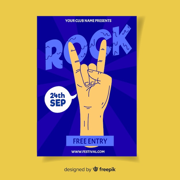 Hand drawn rock festival poster template