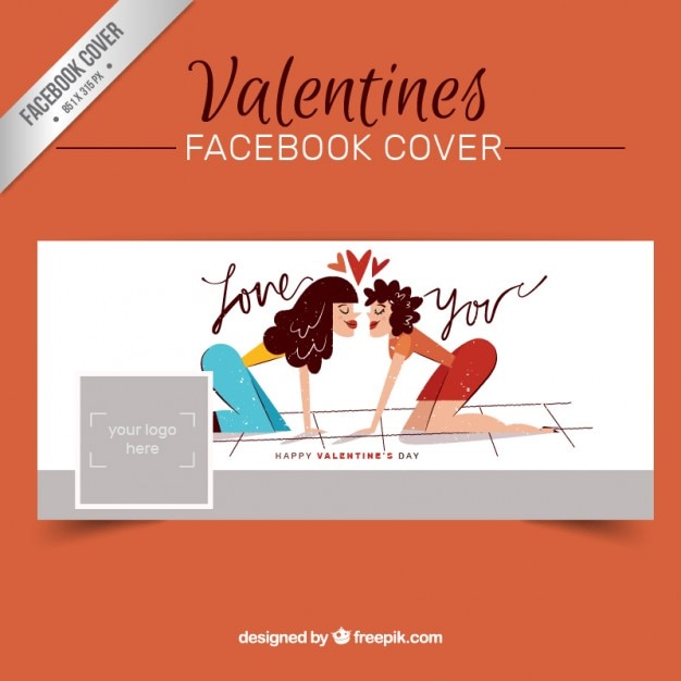 Hand drawn romantic couple facebook cover