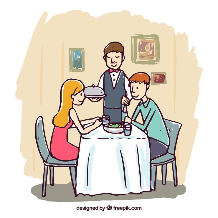 Free Vector hand drawn romantic dinner scene