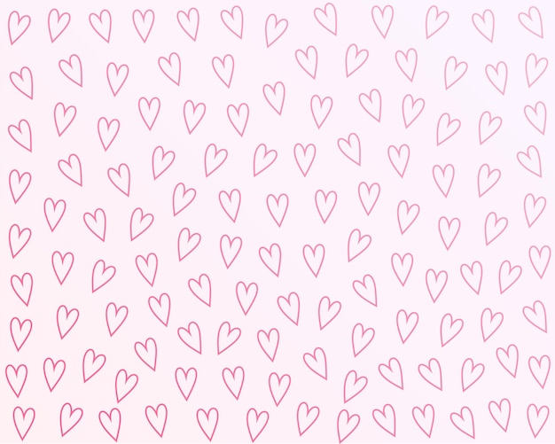 발렌타인 데이를 위해 손으로 그린 로맨틱한 사랑의 심장 패턴