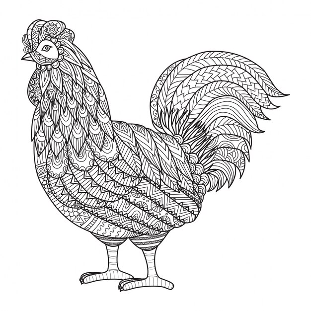 Hand drawn rooster background