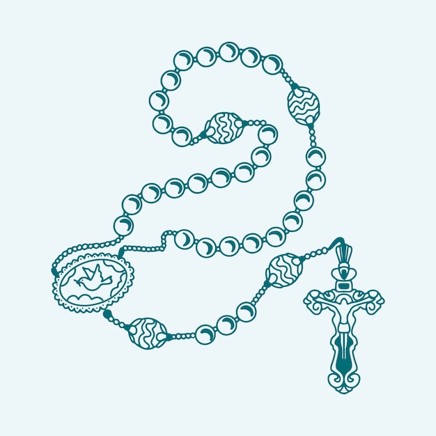 Illustrazione del rosario disegnata a mano