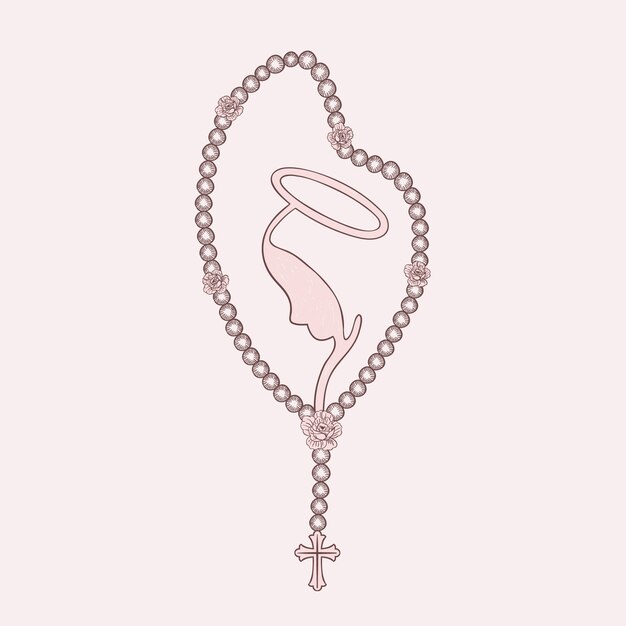 Hand drawn rosary illustration