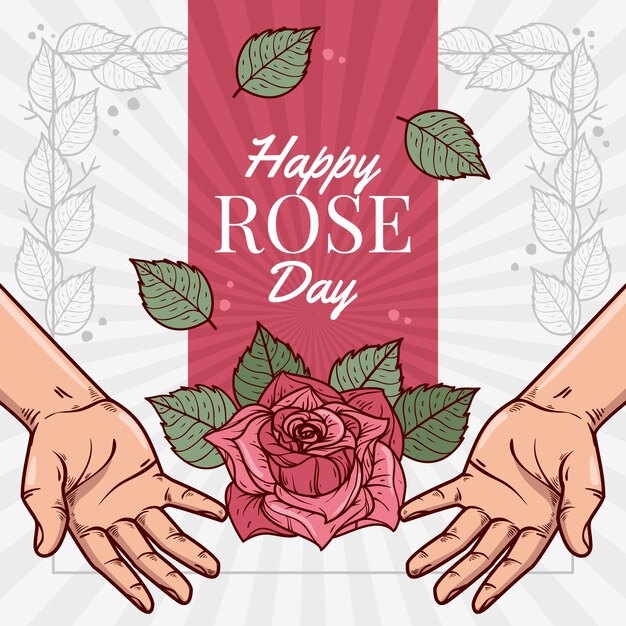 Hand drawn rose day illustration