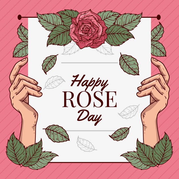 Нарисованная рукой иллюстрация дня розы