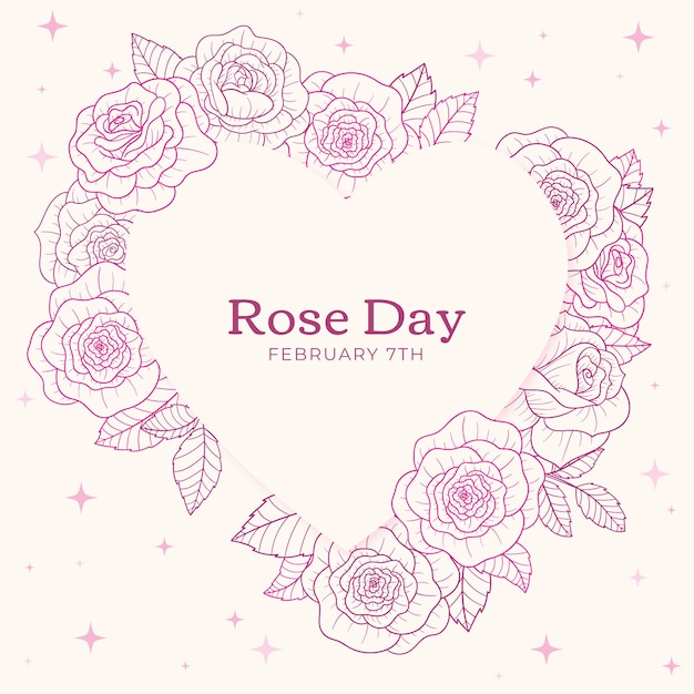 Vettore gratuito illustrazione del giorno della rosa disegnata a mano