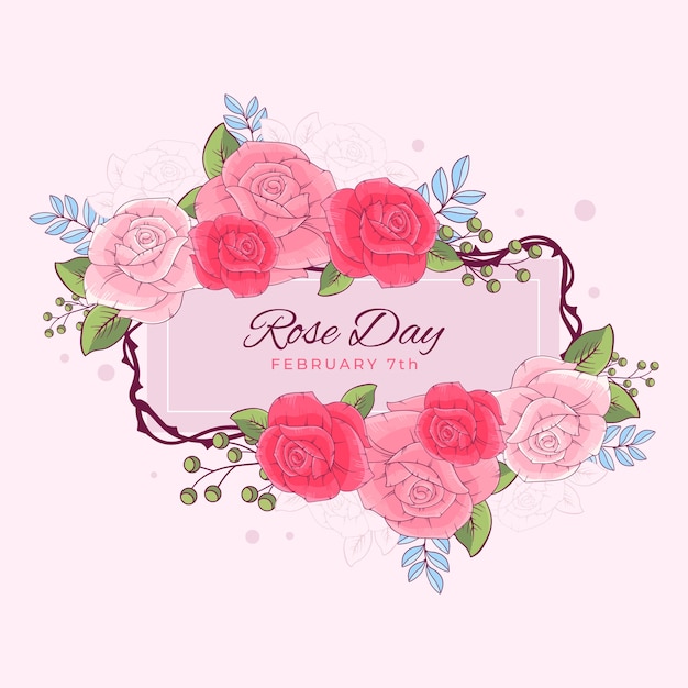 Vettore gratuito illustrazione del giorno della rosa disegnata a mano