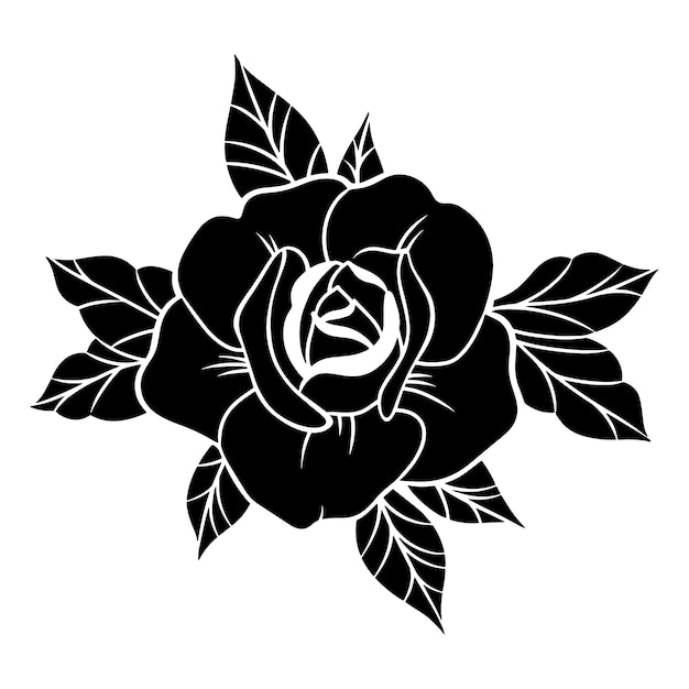 Hand drawn rose silhouette