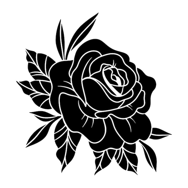 Hand drawn rose silhouette