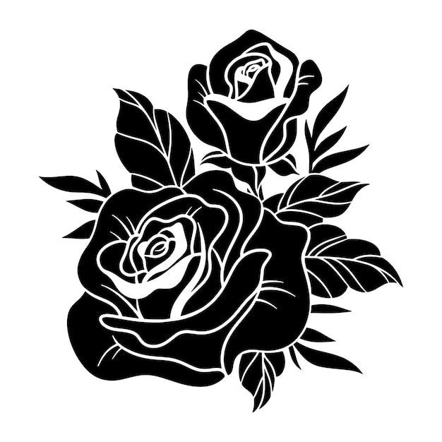 Бесплатное векторное изображение Ручной обращается силуэт розы