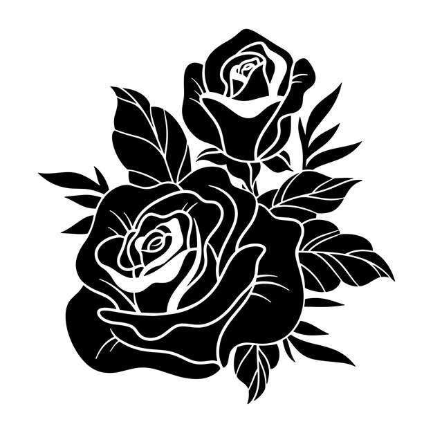 Hand drawn rose silhouette