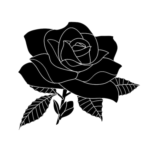 Hand drawn rose silhouette