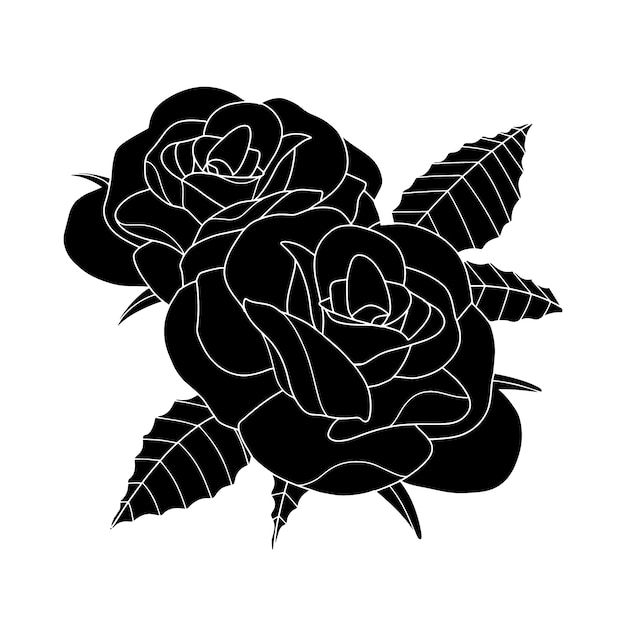 Hand drawn rose silhouette