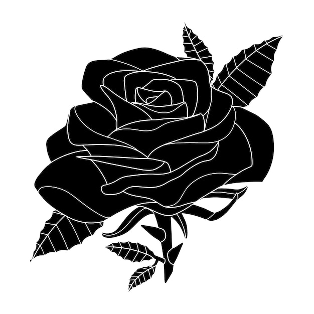 Hand drawn rose silhouette