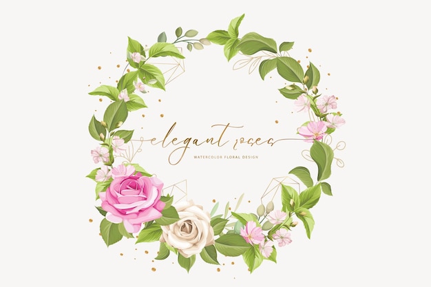 Hand drawn rose wreath background