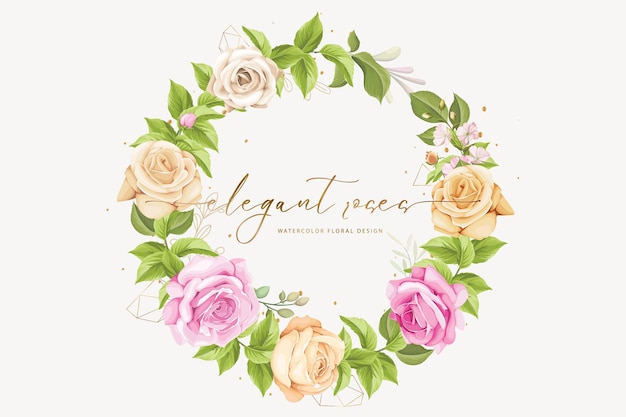 Hand drawn rose wreath background