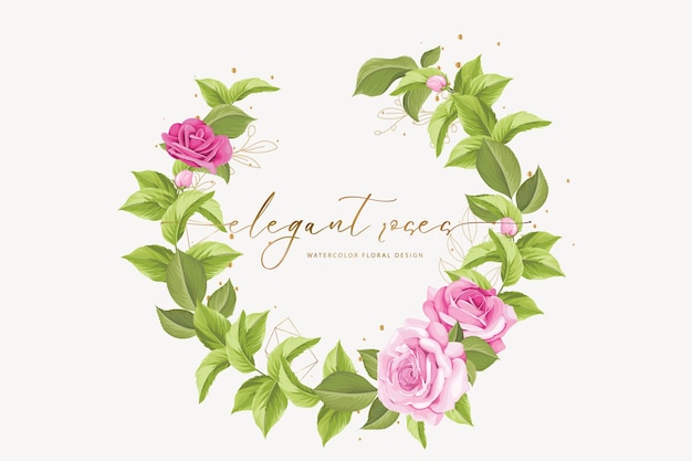 Hand drawn rose wreath background