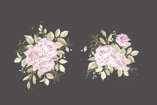 Free Vector | Hand drawn roses bouquet and branch illustration