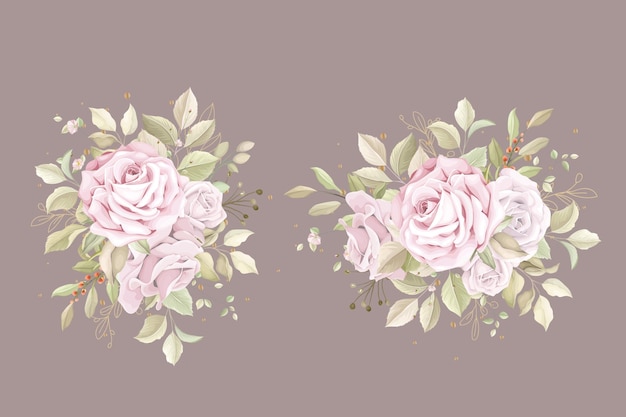 Free vector hand drawn roses bouquet and branch illustration