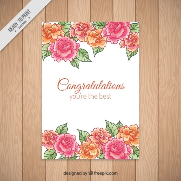 Free vector hand drawn roses congratulations card