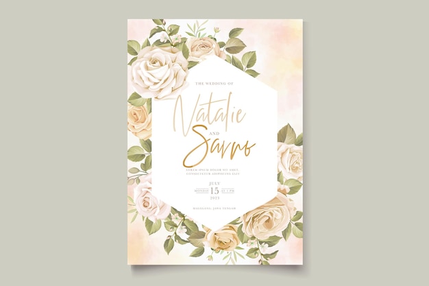 Набор рисованной розы цветок свадебный набор карт