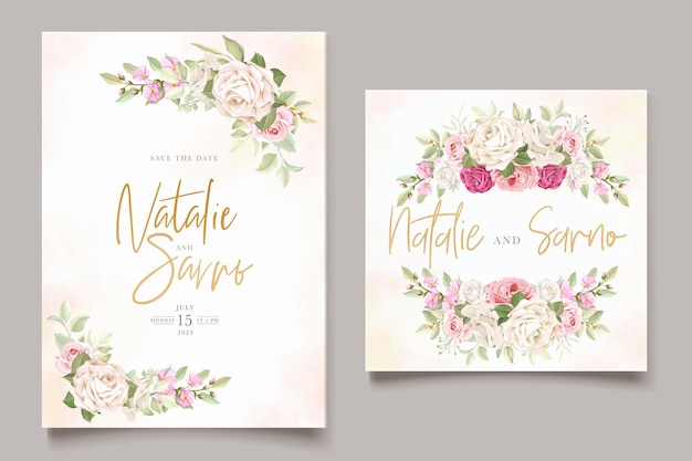 Hand drawn roses invitation card set – Free Vector Download