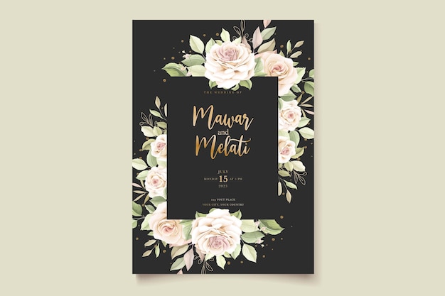 Hand drawn roses invitation card template