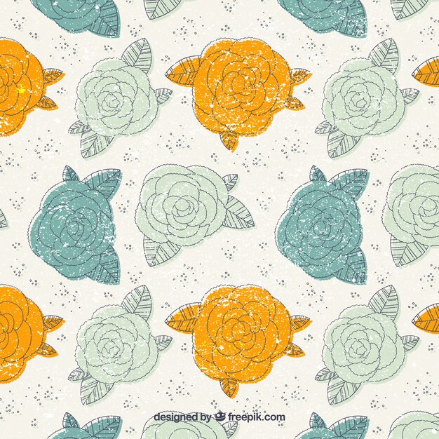 Hand drawn roses pattern