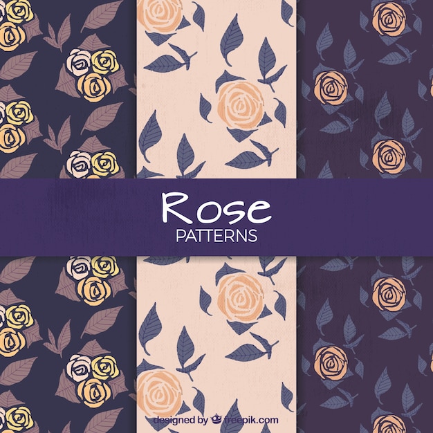 Free vector hand drawn roses patterns