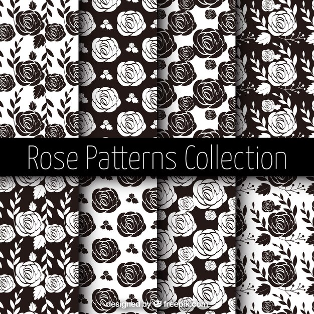 Hand drawn roses patterns