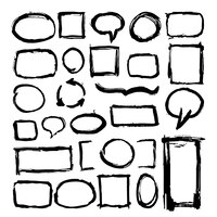 Free vector hand drawn rough frames isolated on white
