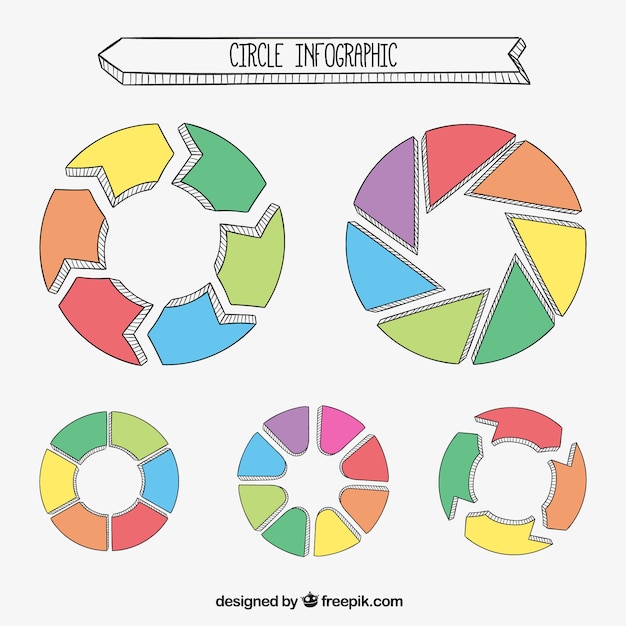 Free vector hand drawn round infographics