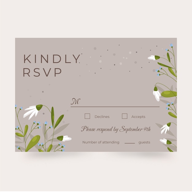 Modello di carta rsvp disegnato a mano