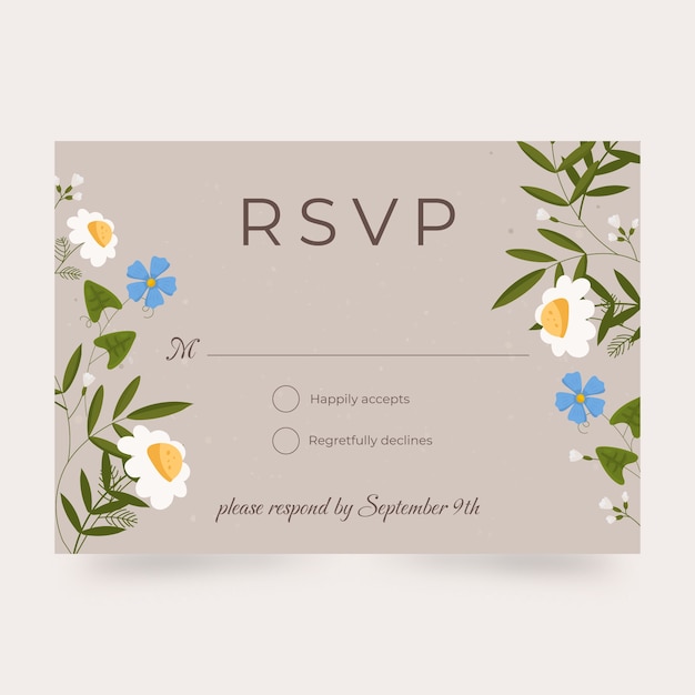 Modello di carta rsvp disegnato a mano