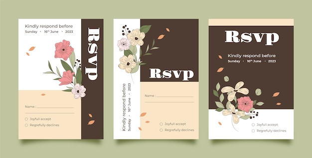 Hand drawn rsvp cards bundle