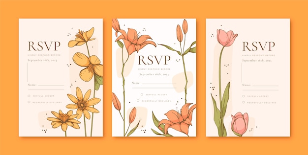 Free vector hand drawn rsvp cards template