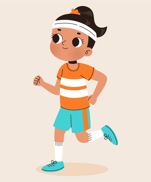 Hand drawn running cartoon illustration