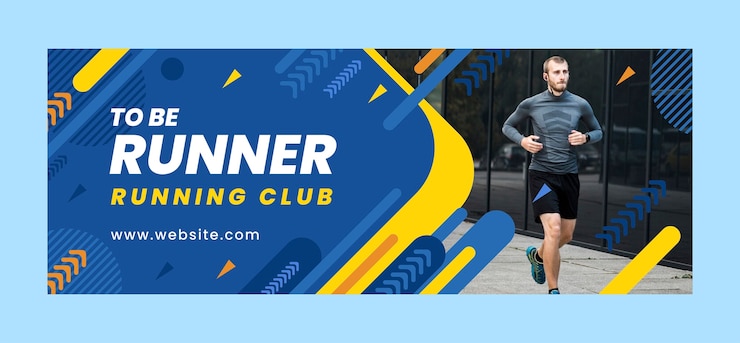 Free Vector hand drawn running club facebook cover