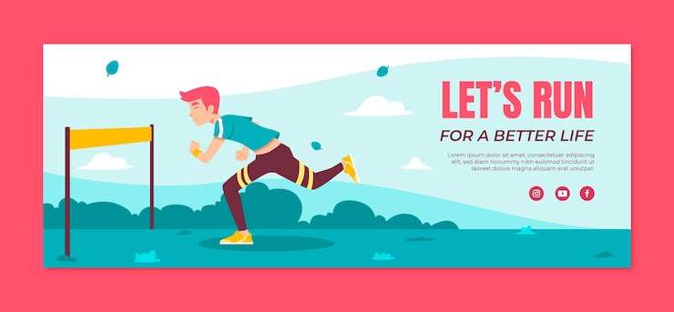 Free Vector hand drawn running club facebook cover