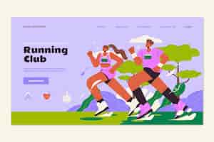 Vettore gratuito pagina di destinazione del running club disegnata a mano