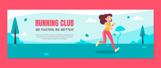 Free vector hand drawn running club twitter header