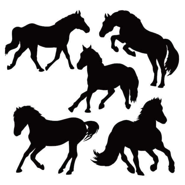 Vettore gratuito hand drawn running horse  silhouette illustration