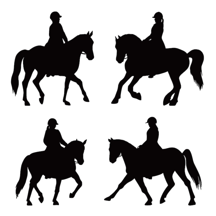 Free Vector hand drawn running horse  silhouette illustration