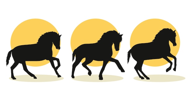 Hand drawn running horse silhouette illustration