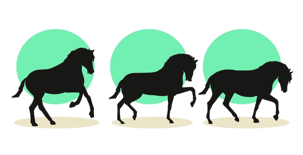 Hand drawn running horse silhouette illustration