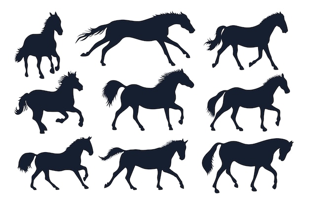 Free Vector hand drawn running horse silhouette