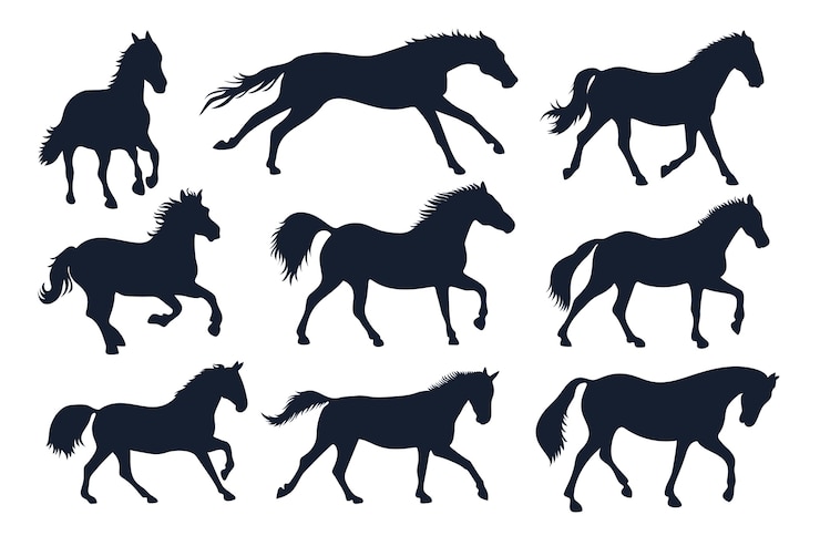 Free Vector hand drawn running horse silhouette